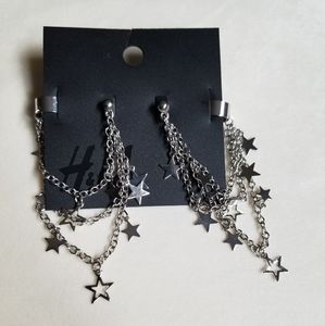 Silver star earring & cuff